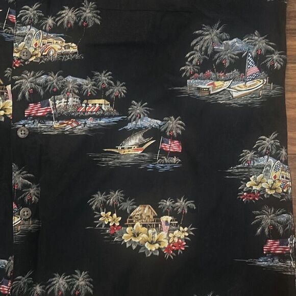 Vintage Campia Moda Mens Black Tropical Short Sleeve Button Down Shirt Large - Picture 2 of 6